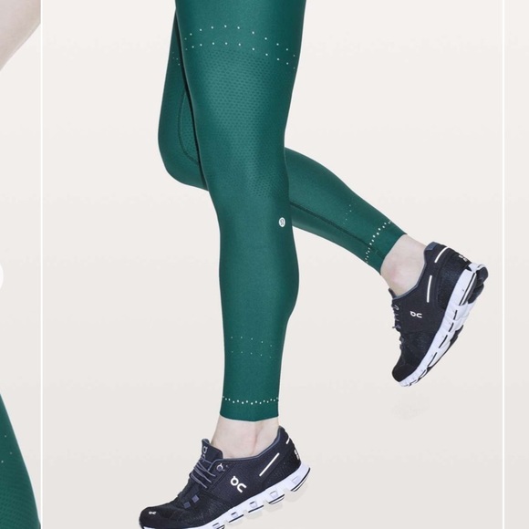 lululemon athletica Pants - Lululemon Zoned In Tight *27” Green Jasper Size 4 Reflective Running Legging B9